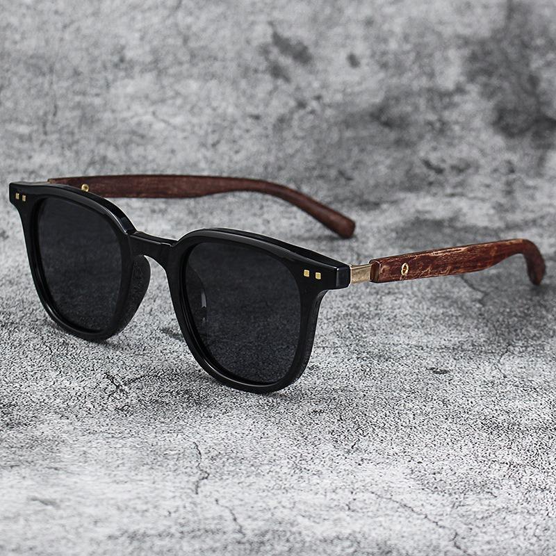 Classic Wood Grain Mirror Sunglasses UV400 Protection Square Frame Men Women Elegant Eyewear Oculos De Sol