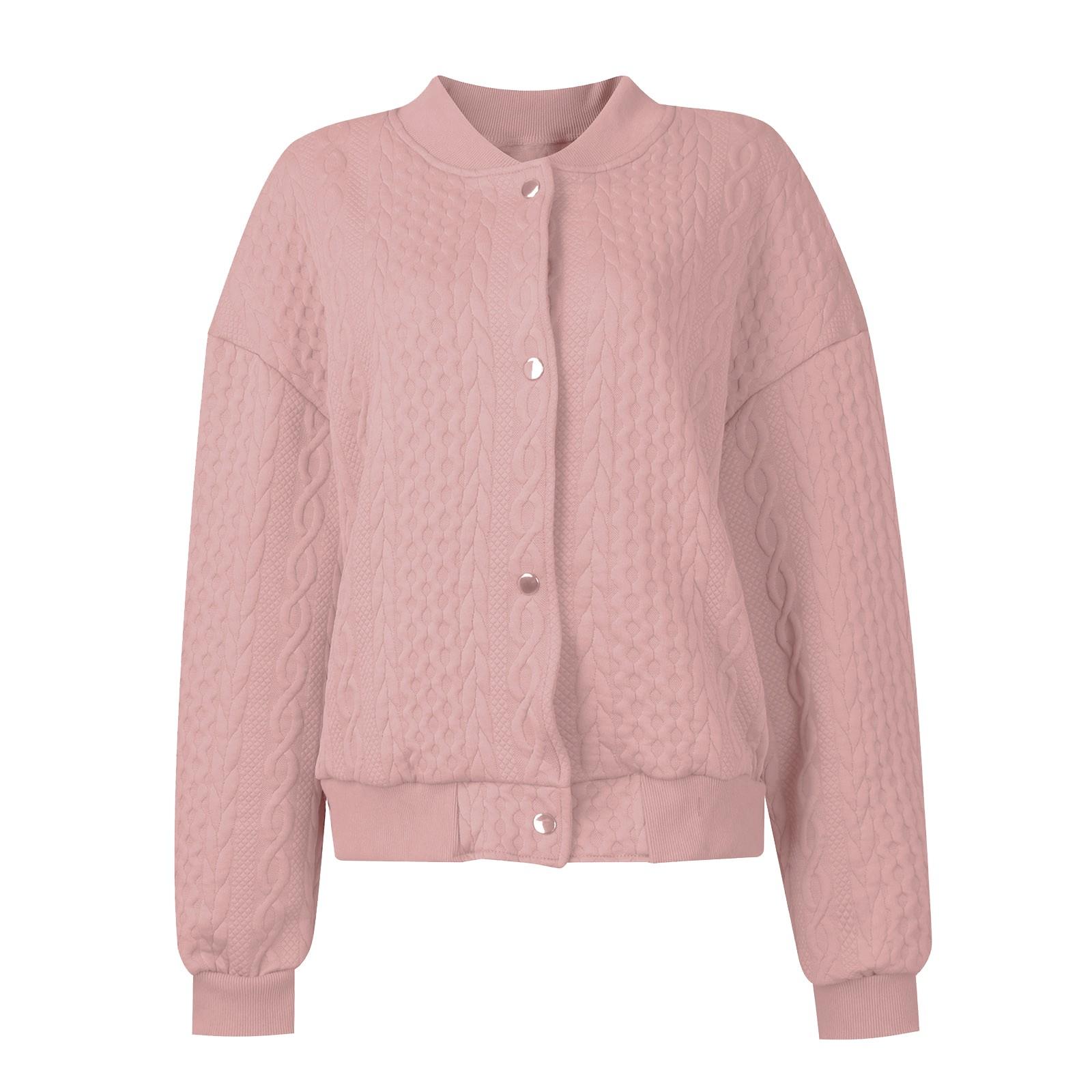 Женские повседневные куртки-бомберы с бейсбольным воротником и пуговицами спереди — фото 10