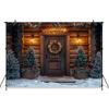 Mocsicka Christmas Photography Backgrounds Winter Snow Decoration Photo Backdrops Xmas Tree Wooden House Pattern Shootin181