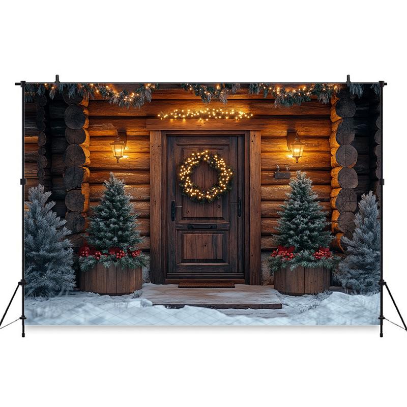 Mocsicka Christmas Photography Backgrounds Winter Snow Decoration Photo Backdrops Xmas Tree Wooden House Pattern Shootin181