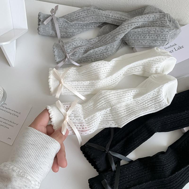 Miu Wind Girl Socks Bow Lolita Medium Tube Stacking Socks Summer Thin Mesh Breathable Cotton Socks Children