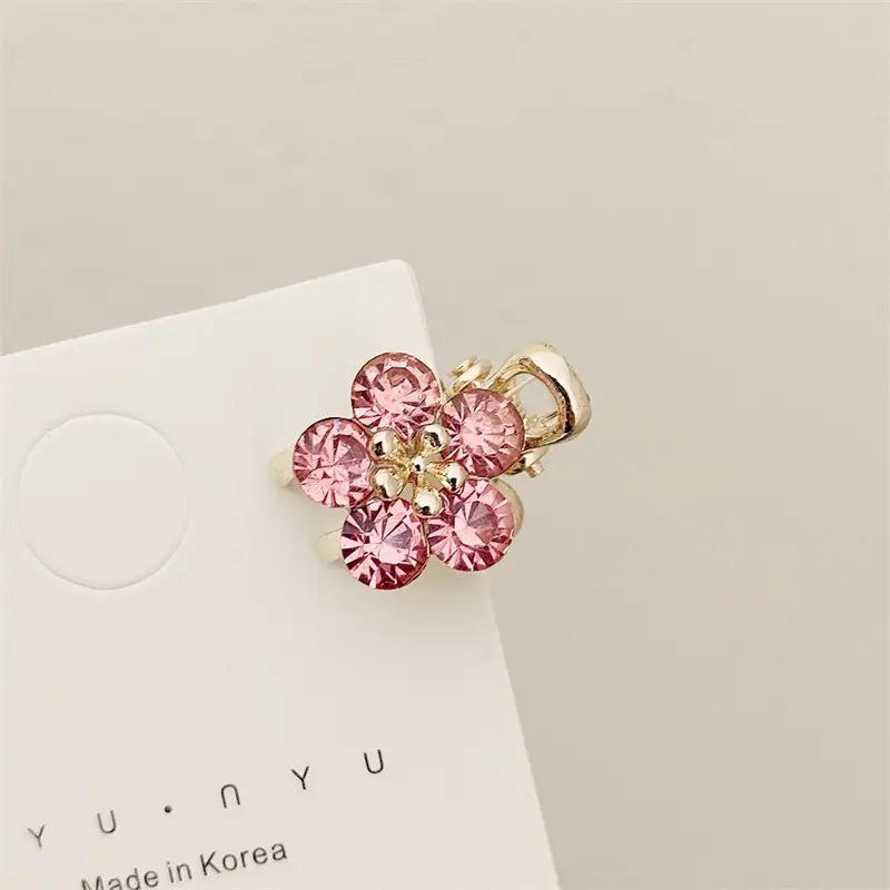 Crystal Flower Hair Claw Clip - Korean Style 2025