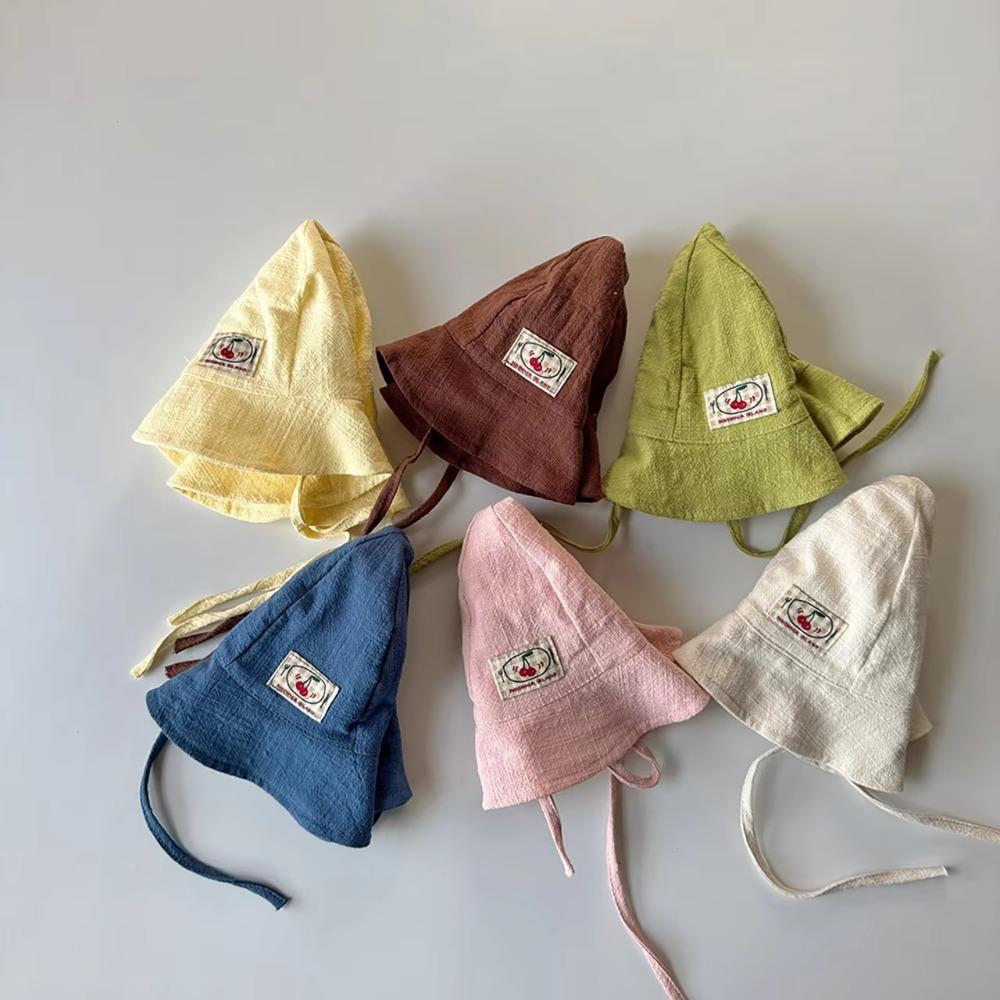 Solid Color Baby Sun Hat Soft Cotton-Linen Bucket Hat Cute Fisherman Cap Summer