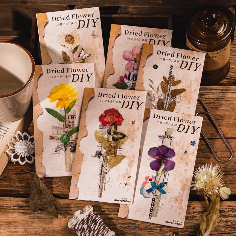 20 Pieces 3D Lifelike Dried Floral Stickers Vintage Botanical Patterns No-Residue For Album Gift Box Embellishment