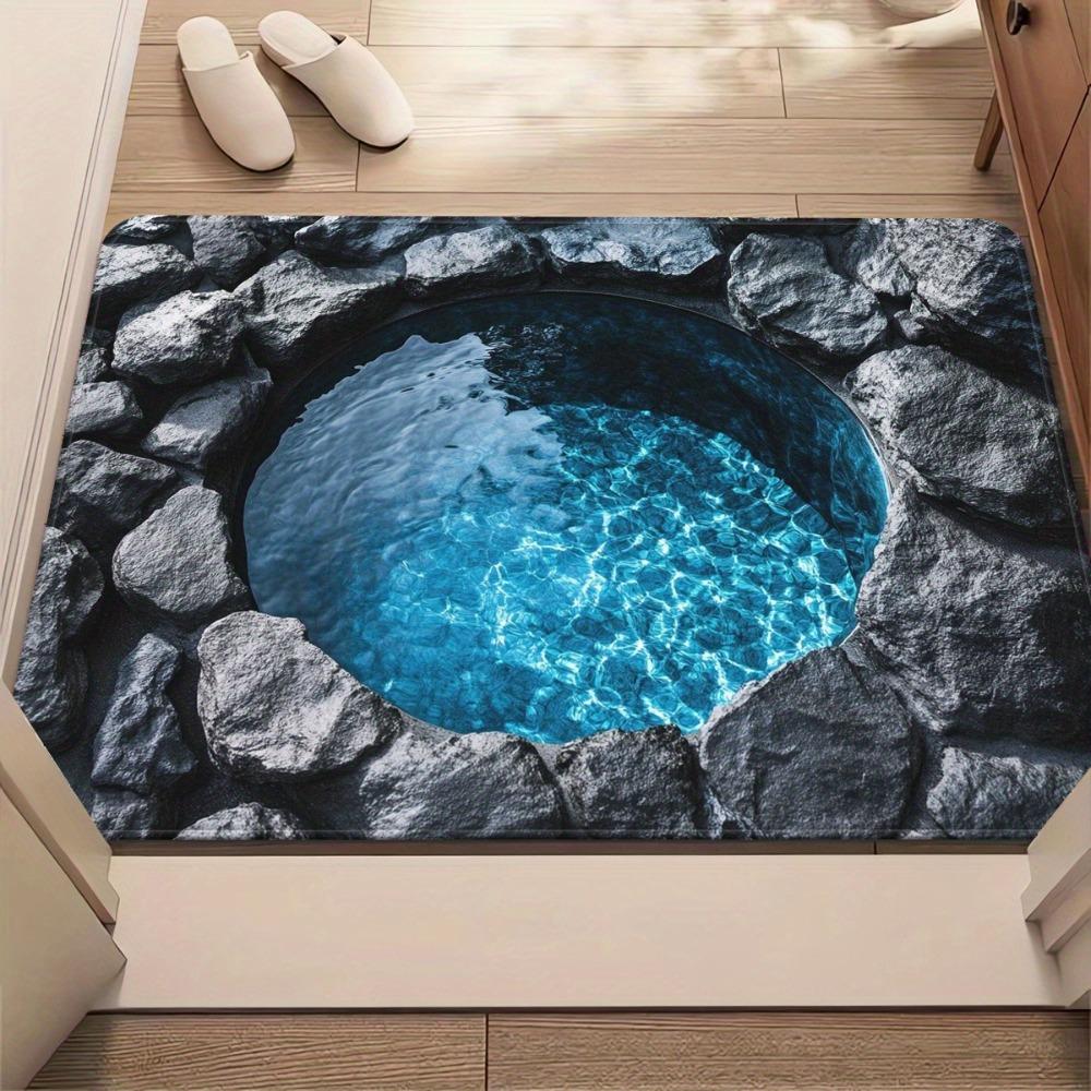 3D Flat Optical Illusion Doormat Non-slip Water-absorbing Bathroom Carpet Realistic Design Durable Bedroom Door Rug