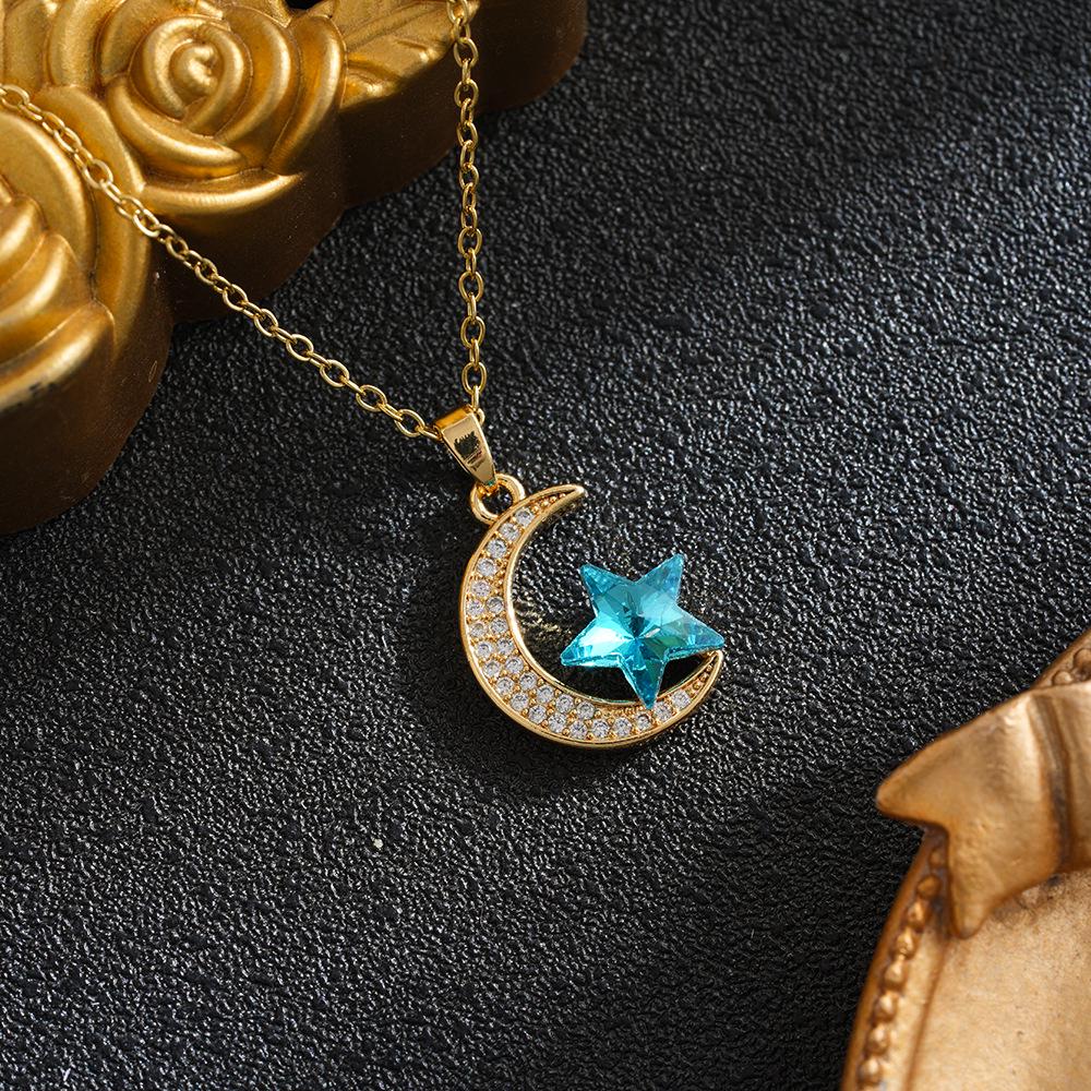 2026 Luxury Star Moon Pendant Necklace - Trendy High-End Simple Clavicle Chain