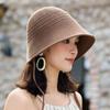 Summer Hollow Knitted Bucket Hat High-End Sun Hat Breathable Sunscreen Basin Hat Versatile Lace-Up Bucket Hat