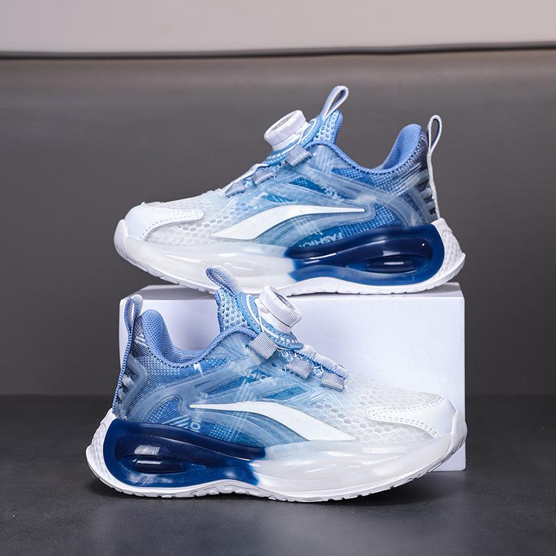 Boys' 2025 Spring Mesh Running Shoes with Rotating Buckle - Breathable, Sporty Design for Medium and Large Children