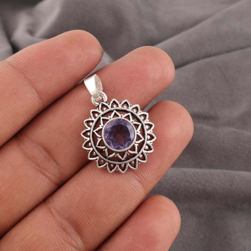 Iolite Gemstone 925 Solid Sterling Silver Jewelry, Handmade Gorgeous Silver Pendant For Engagement Gift
