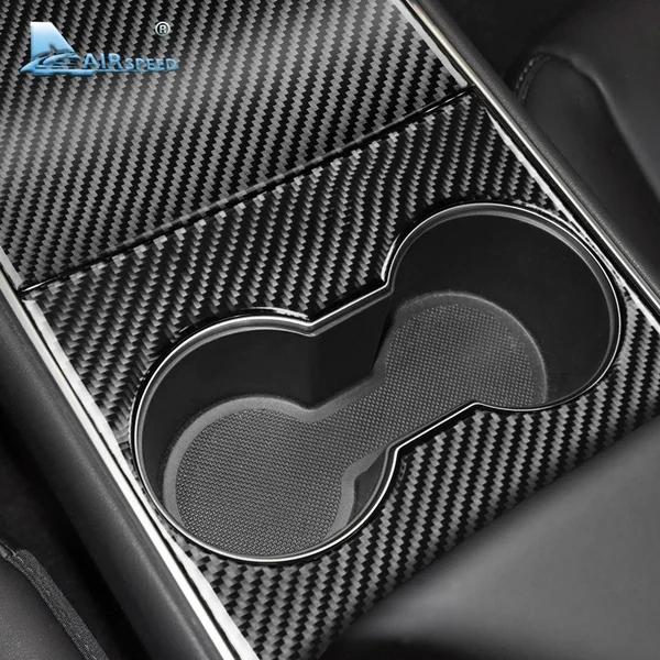 3pcs Carbon Fiber Car Center Console Storage Box Cover Sticker Interior Trim for Tesla Model 3 Accessories 2017-2019 Auto Parts