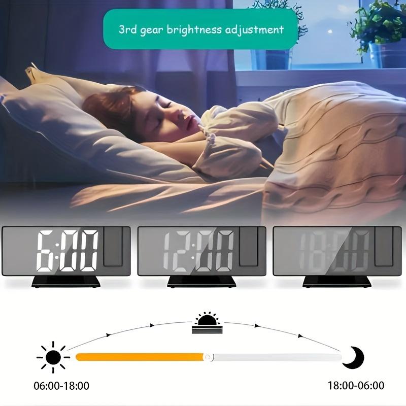 Projection Alarm Clock Multifunction Intelligent Luminous Clock Bedroom Large Screen Digital Clock 180℃ Back and Celling Projec