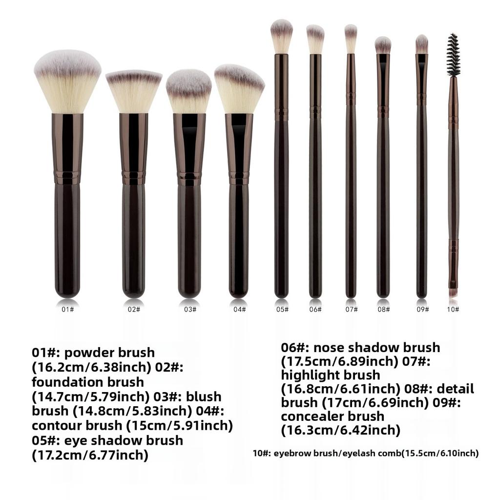 10 Makeup Brush Set Loose Powder Brush Flame Brush Grooming Brush Flat Head Foundation Brush Eye Brush Makeup