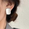 Women's Matte Scratch Square Earrings [Silver Needle]