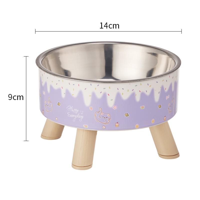 Non-Slip Stainless Steel Pet Bowl - High-Footed Design for Cat & Dog Neck Protection