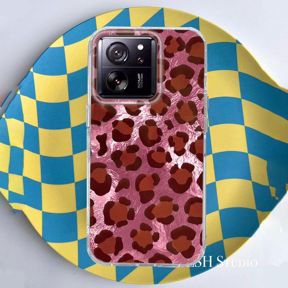 Luxury Gold Leopard Print Women Girls Phone Case for Xiaomi 13T 14T 11 Lite NE Poco X5 M6 Pro X6 X7 X3 Pro NFC C65 C61 M5S Cover