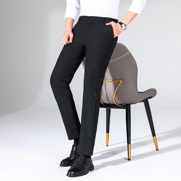 New Summer Ice Silk Ultra-Thin Small Trousers With Slim Fit And Small Feet, Casual Men'S Straight Leg Business Pants
