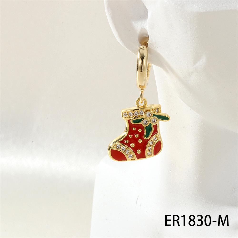 Christmas Lolita Fashion Hoop Earrings: Snowflake, Reindeer & Tree Charm Set