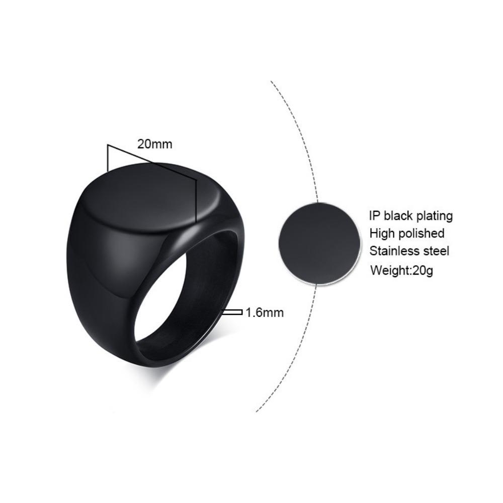 Stainless Steel Men's Ring Black Gold Round Smooth Finish Hypoallergenic