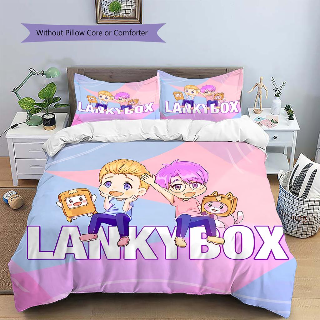 Lankybox Pattern Bedding,Quilt Set Quilt Cover Pillowcase Home Birthday Gift (1 * duvet cover + 2 * pillowcase, without core)