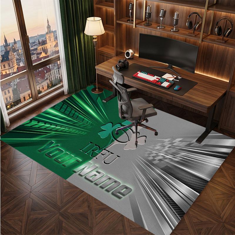 Ireland Rugby Personalized Crystal Velvet Carpet, Customized Name Text Soft Anti‑Slip Rug for Living Room Bedroom