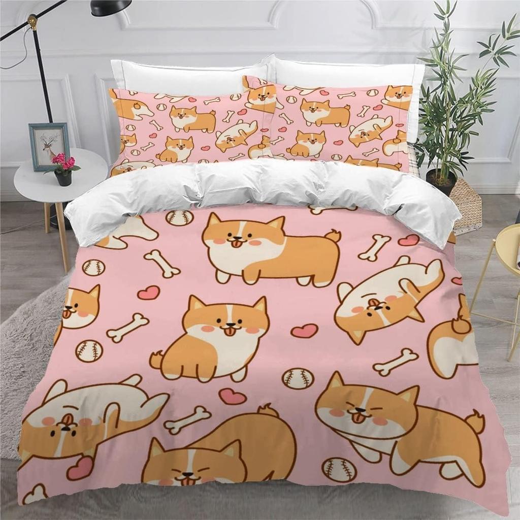 3D Printed Boutique Bedding Set Cartoon Animal 3-Piece Set for Children and Adults Full Size Soft 100% Microfiber Zipper