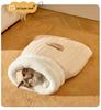 Cozy Winter Cat Bed - Enclosed Down Pocket, Kitten Sleeping Bag Nest, Warm Pet Bed for Dogs.