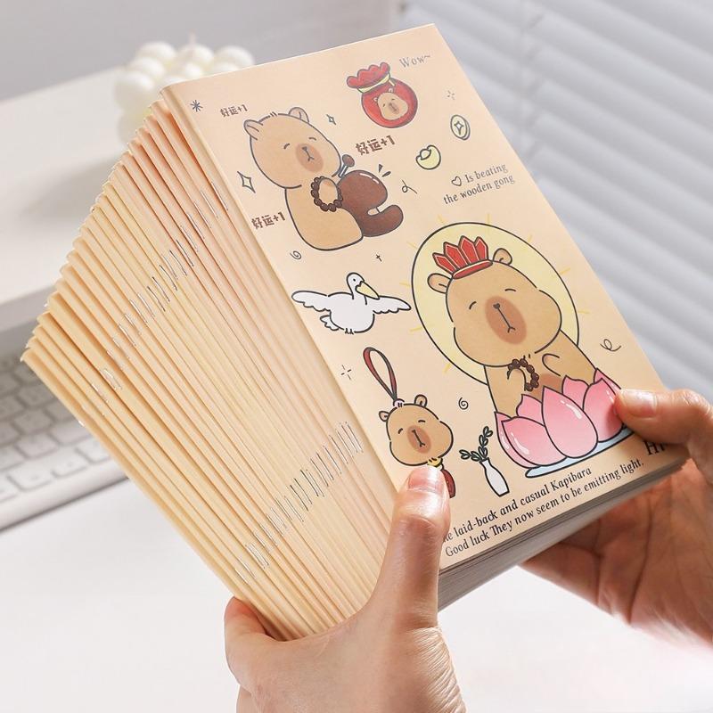 20Pcs Cartoon Cute Capybara Notebook Gift Horizontal Line Paper Mini Book Journal Planer School Office Stationery