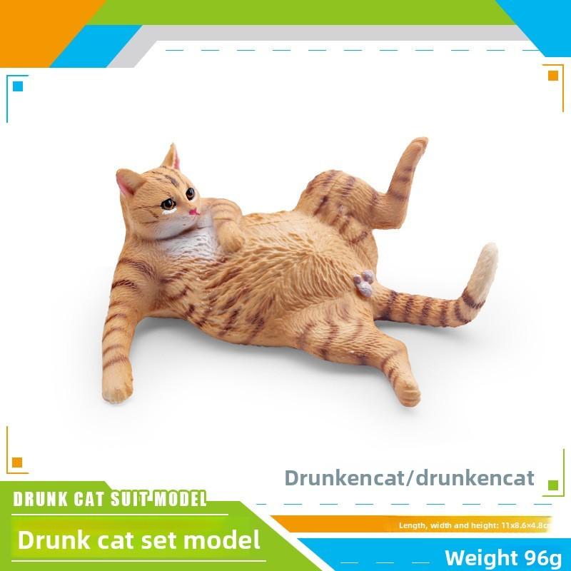 Kids Pet Cat Model Toy Pvc Realistic Drinking Cat Decor For Home And Play
