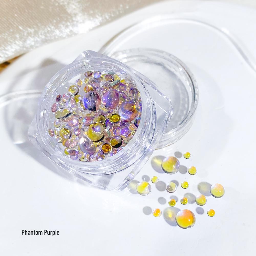Iridescent Mermaid Nail Art Beads: Half-Round Glass Rhinestones and Mixed Accessories