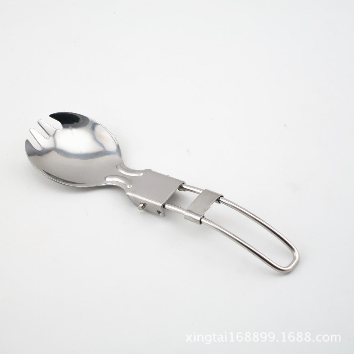 

304 Stainless Steel Foldable Spoon Portable Compact Cutlery Lightweight Durable Reusable Outdoor Travel Camping Picnic Utensil One size серебряный