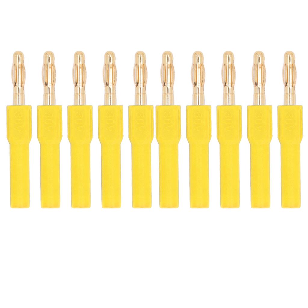 10Pcs Banana Plug 4.0mm Male To 2mm Female Connector 30V AC 60V DC 32A for Testing Yellow