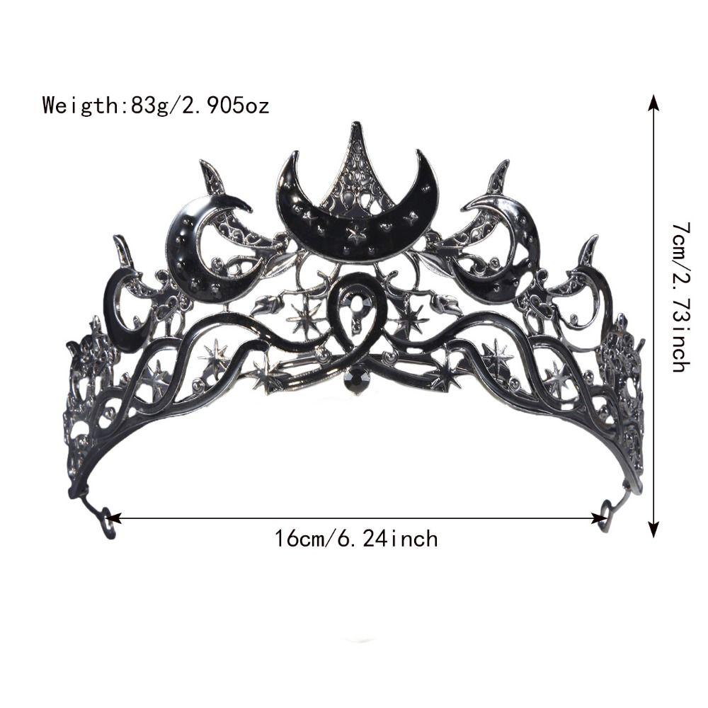 Vintage Style Queen Crown Black Color Baroque Crown Dark Star Headpiece  for Women