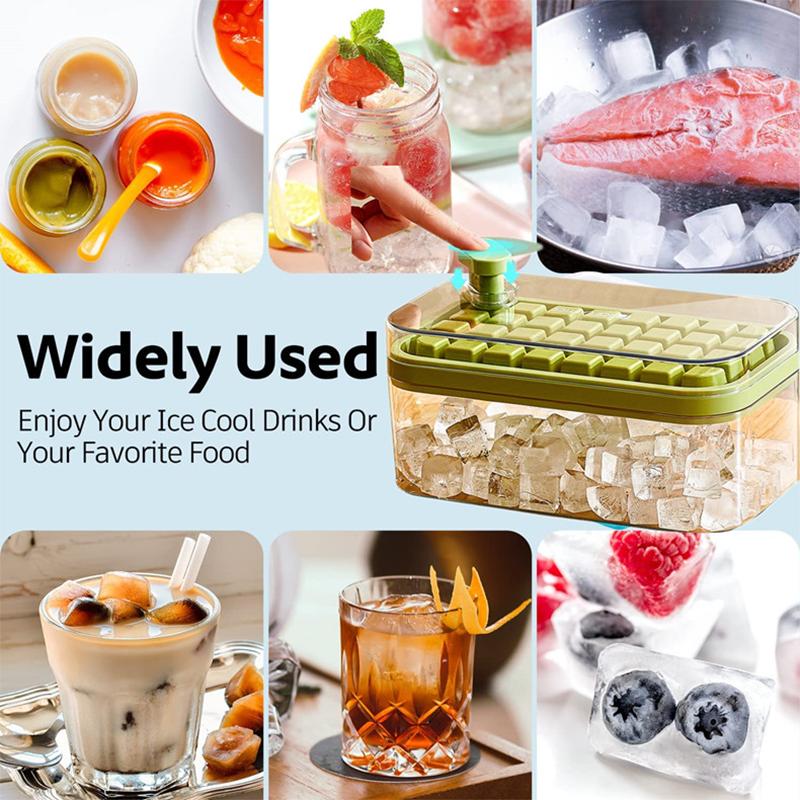 32 Grid Silicone Ice Cube Tray Mould With Ice Shovel Storage Box Remove With One Click Ice Maker DIY Whiskey Ice Storage Mold