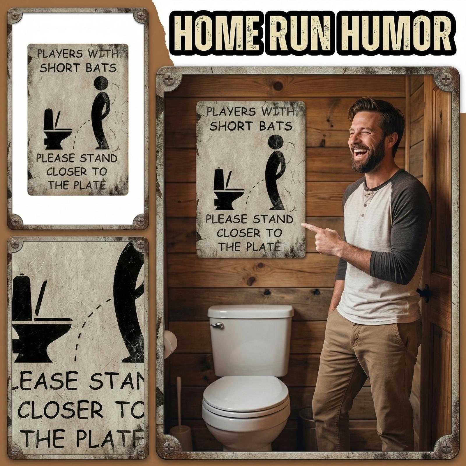 

Metal Sign Players With Short Bats Please Stand Closer To The Plate Vintage Style Wall Decor Indoor Outdoor Use Durable Material One Size чорний
