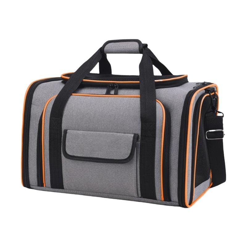 Expandable Cats Carriers Bag with Breathable Mesh Adjust Shoulder Strap Travel Case for Pet Dog Ventilation Suitcases