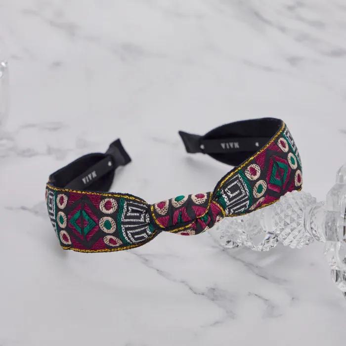 LALA Jacquard African Pearl Headband P-Purple