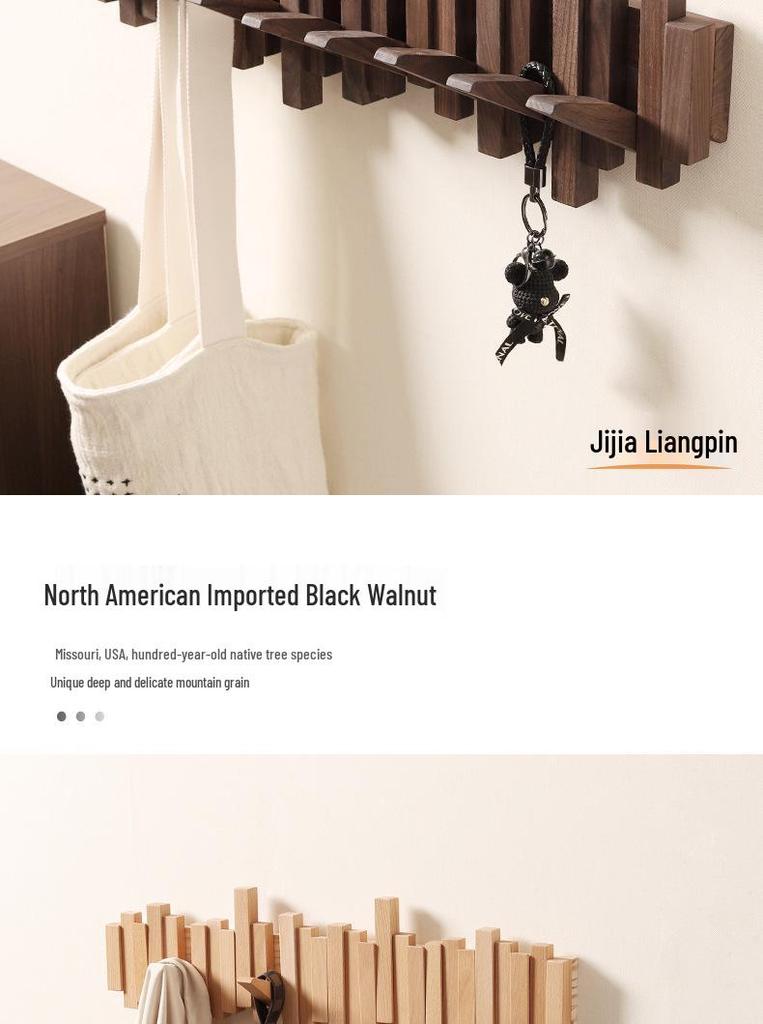 Creative Wooden Wall-Mounted Piano Key Coat Rack with Entrance Hooks