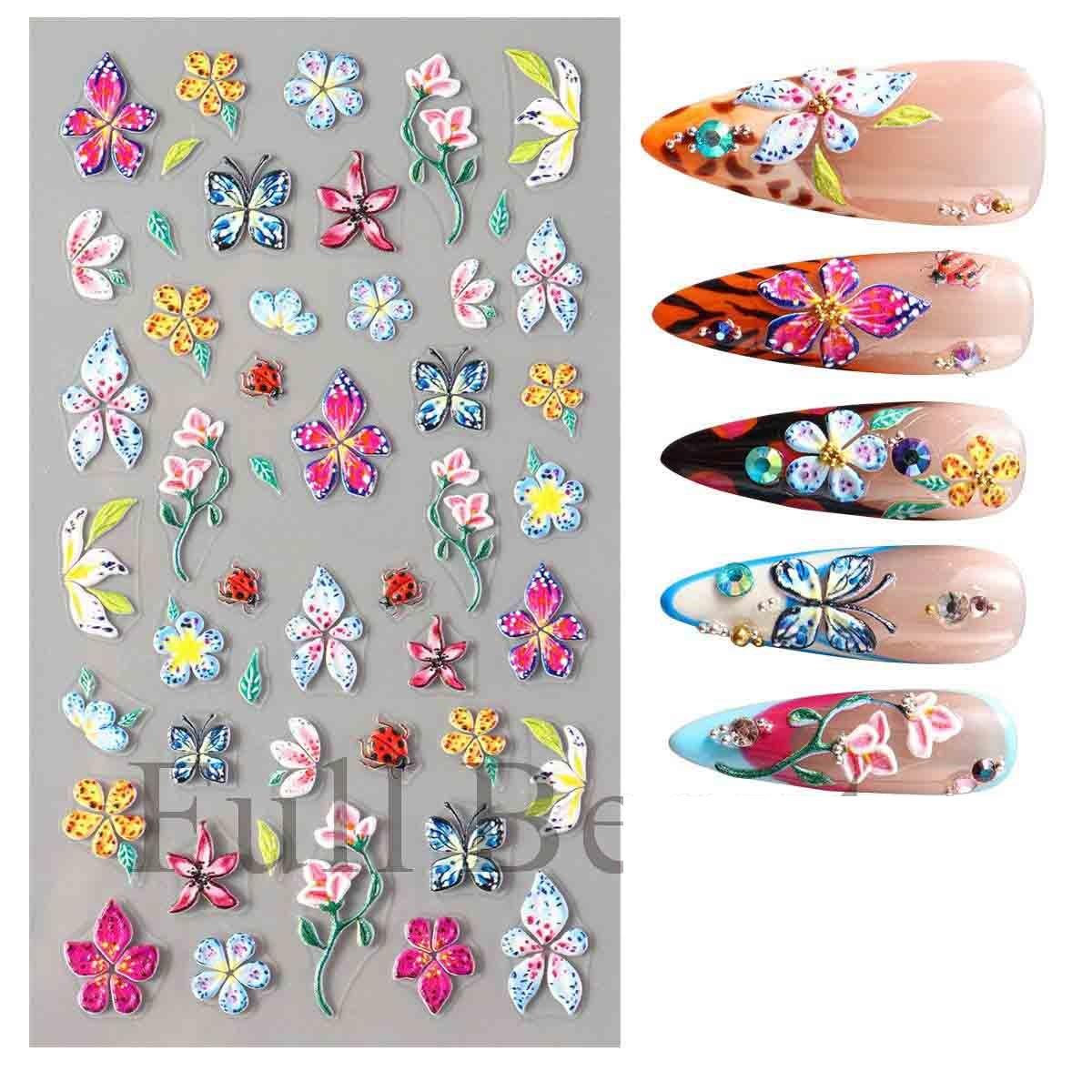 

5D тисненный фиолетовый цветок ириса, наклейка для ногтей, фиолетовые цветочные слайдеры, подсолнух для дизайна ногтей, маникюра, украшения