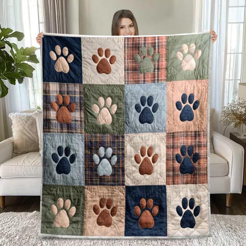 Hunde Pfotenabdruck Quilt Decke Kuscheliges Haustier Überwurf für Hundeliebhaber Haustier Gedenkgeschenk für Hundehalter Hunde Mama Geschenk Haustierliebhaber Geschenk