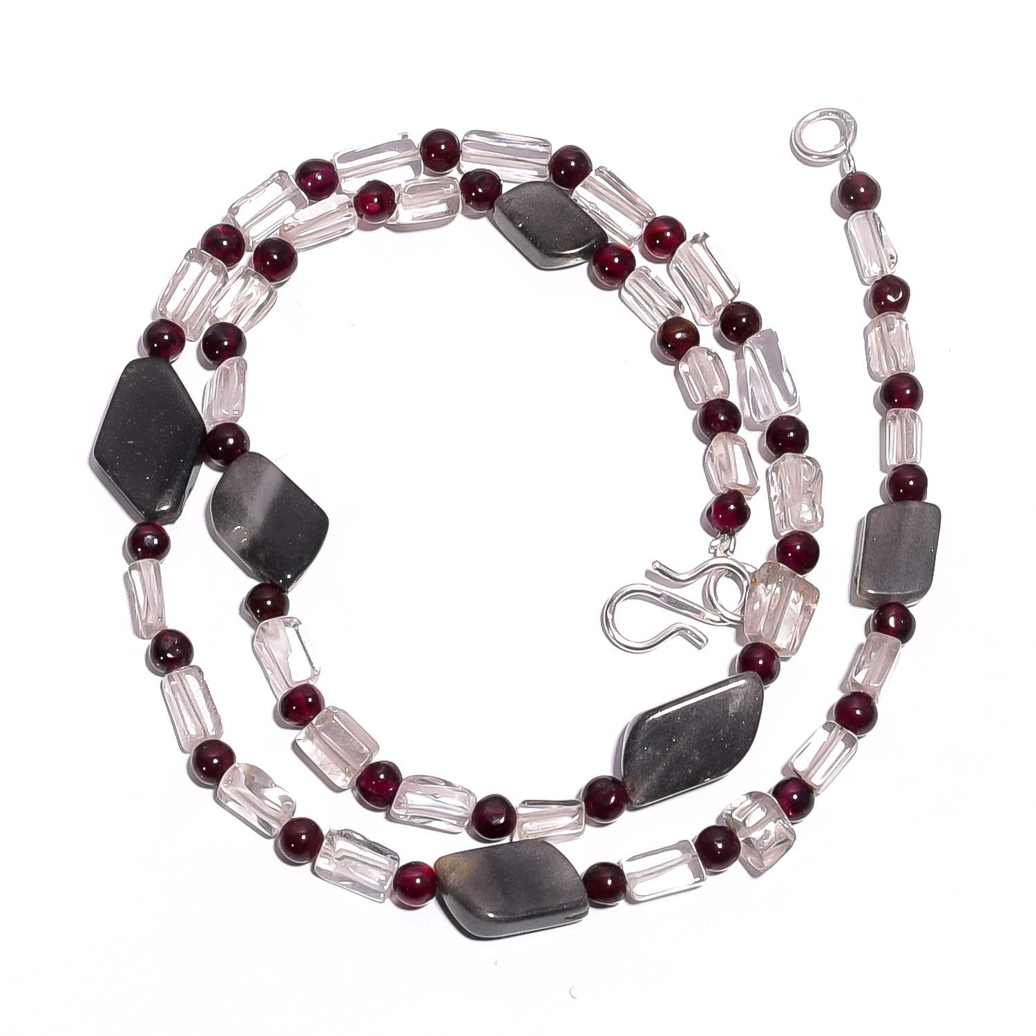 

Natural Aventurine Crystal Garnet Gemstone Smooth Beads Necklace 17 UB-4573 UB-4573