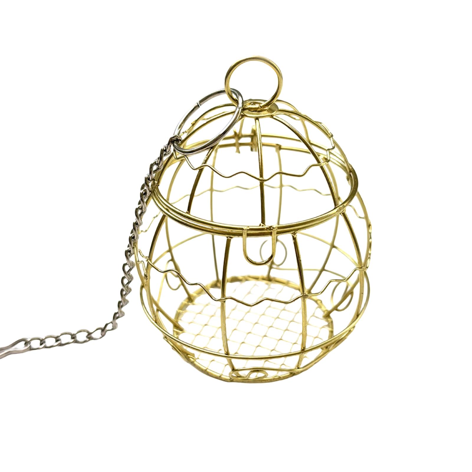 Outdoor Hanging Bird Feeder Cage Metal Wire Mesh Design with Chain for Garden Yard Bird Feeding and Decoration One Size
