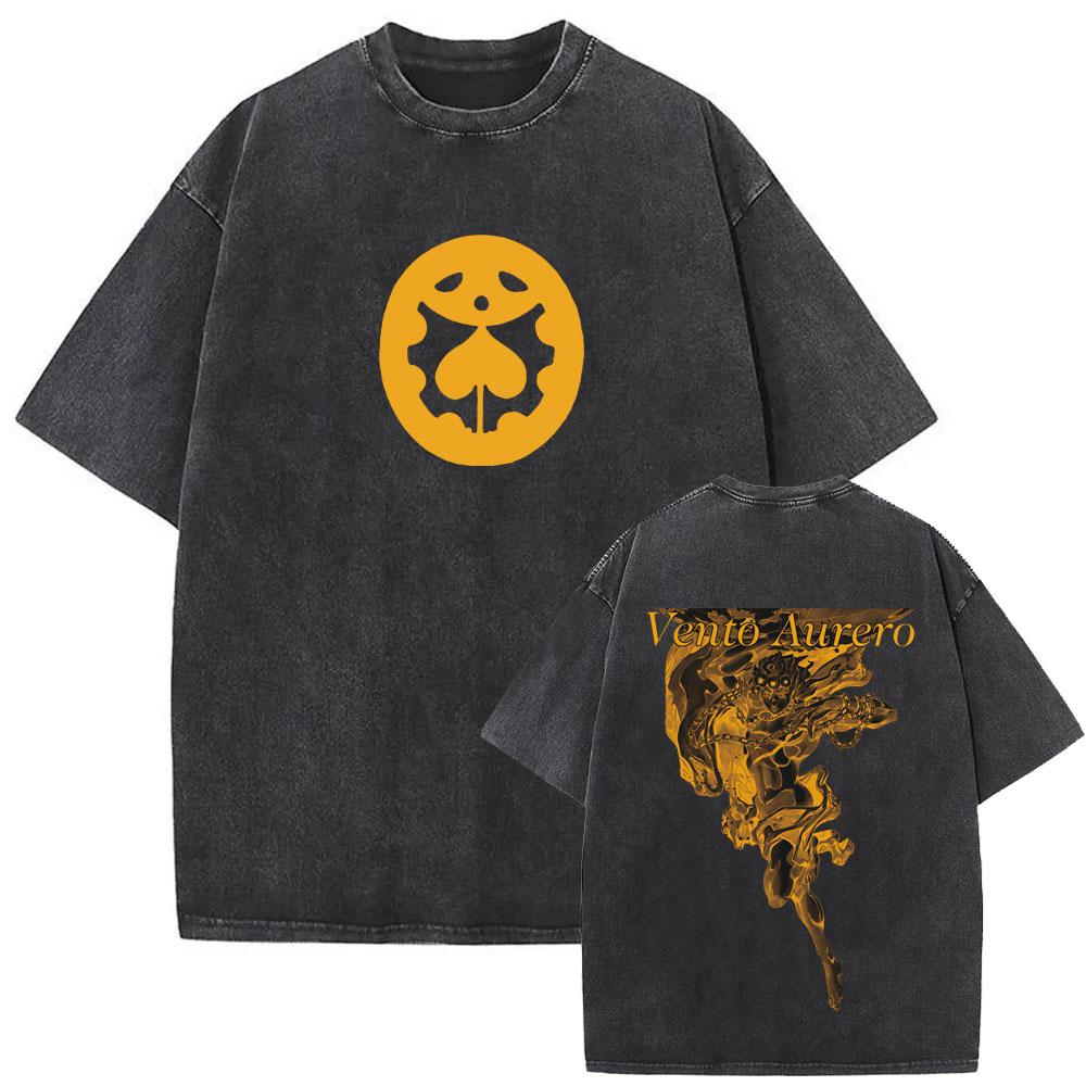 Washed Vintage Anime Jojo Bizarre Adventure Joseph Joestar Caesar Anthonio Zeppeli Print Tshirt Men Fashion Cartoon T Shirt Top