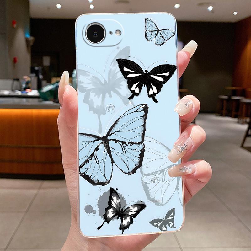 Per Custodia iPhone 17e Trasparente Lusso Moda Elegante Farfalla Fiore Morbido TPU Silicone Copri Telefono per Apple iPhone 17e 17 e Casing