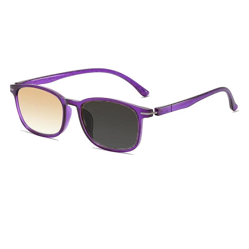 Unisex New Square Frame Photochromic Reading Glasses Sunglasses 2 In 1 Gradient Color Lenses Uv Protection Presbyopia Glasses