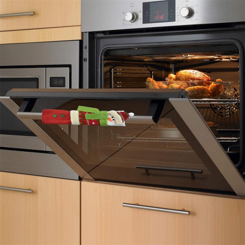 3pcs Christmas Snowman Refrigerator Door Handle Covers Kitchen Appliance Handle Covers Christmas Decoration