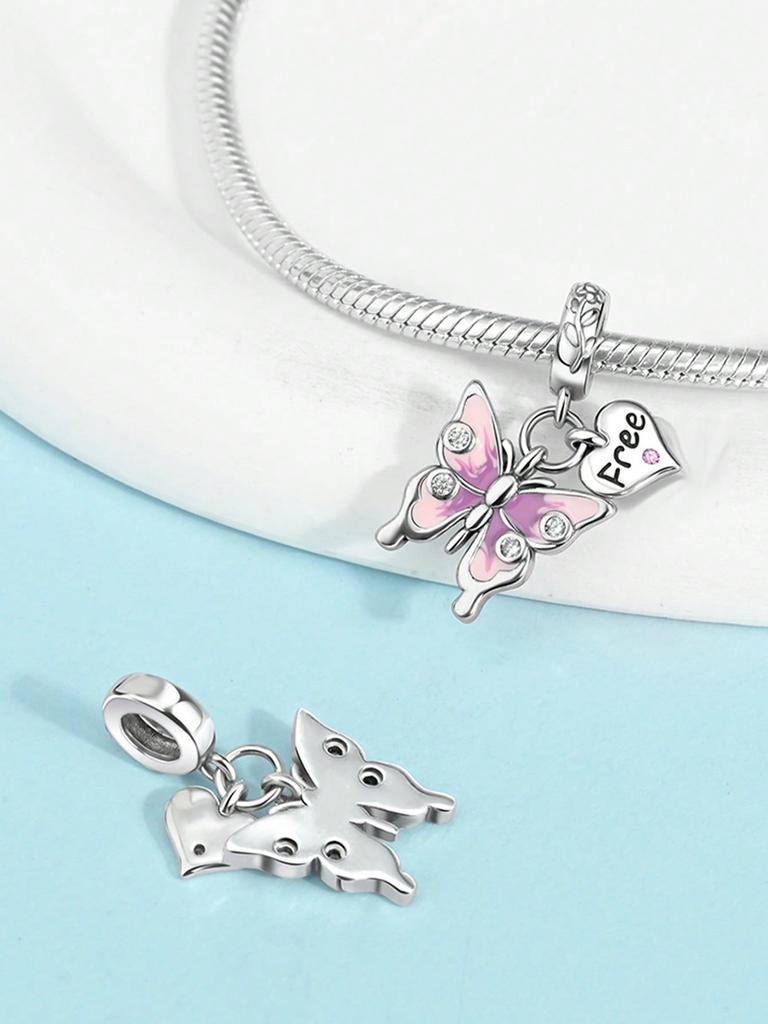 Charm Copper Colors Spring Design Colorful Butterfly Shape Bead For Design Bracelet Diy Beads Stylish Charms Jewellery Making Gift For Women Styfne