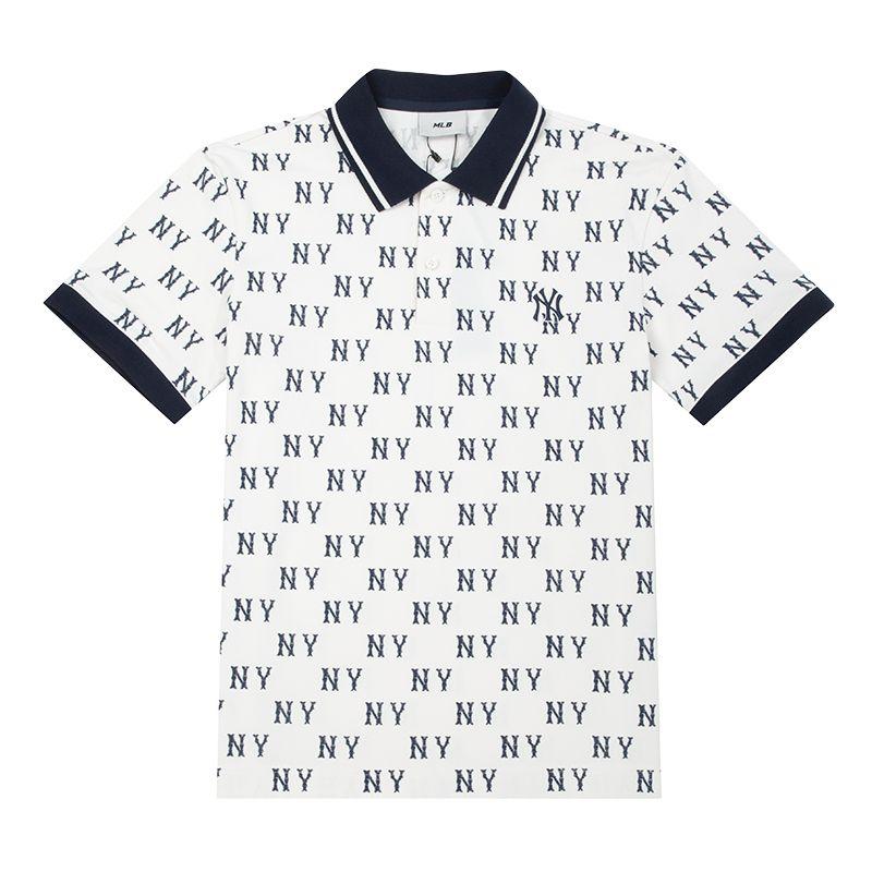 New MLB Monogram NEW YORK YANKEES SS25 Polo Shirt Unisex Ivory 3APQM0153-50IVS