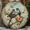 Vintage Bird Nest Round Wall Art 8x8in Spring Decor Frameless Hanging Plaque for Living Room Bedroom