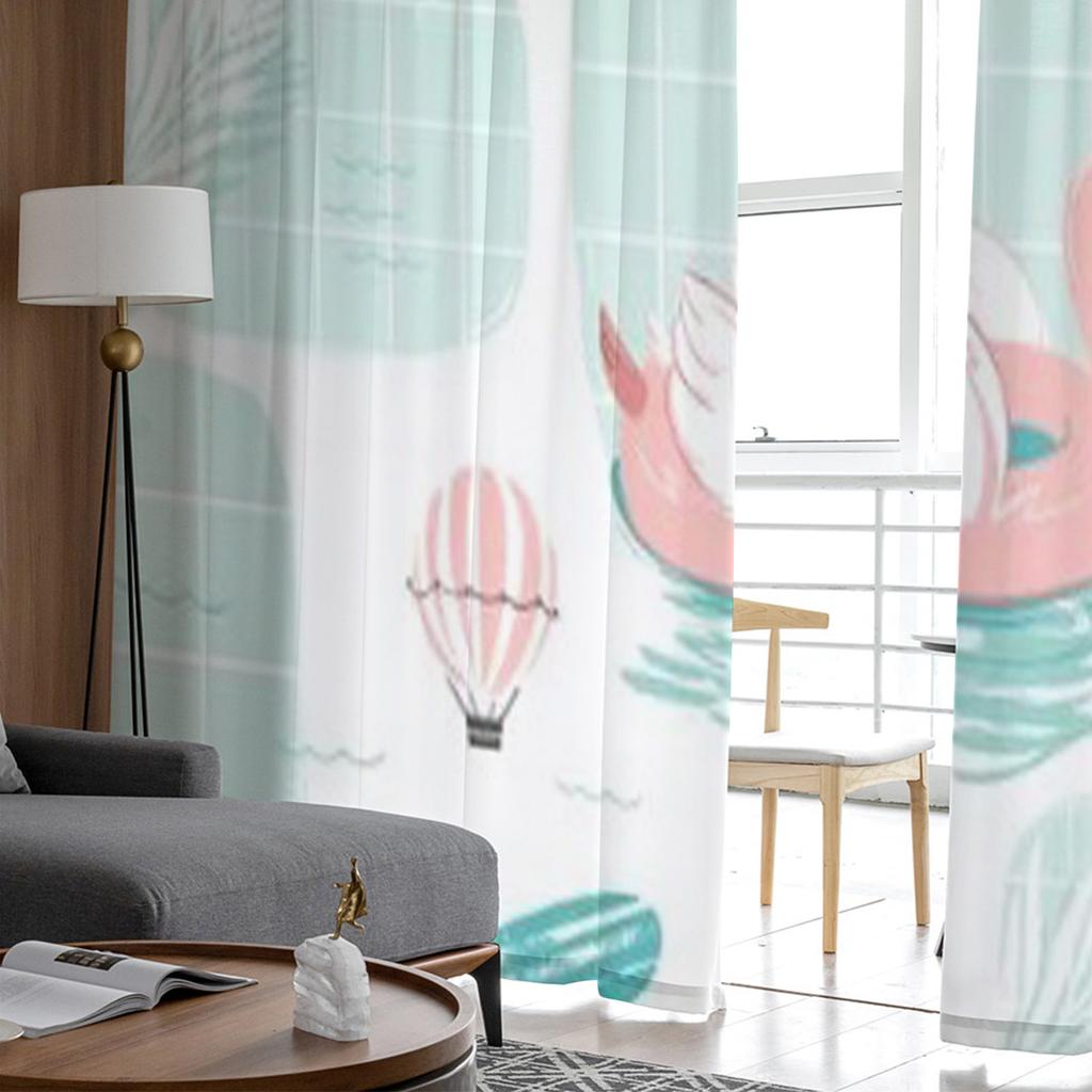 Abstract Cartoon Pink Flamingo Tulle Curtains For Living Room Sheer Curtain Bedroom Veil Organza Decorative Window Treatments