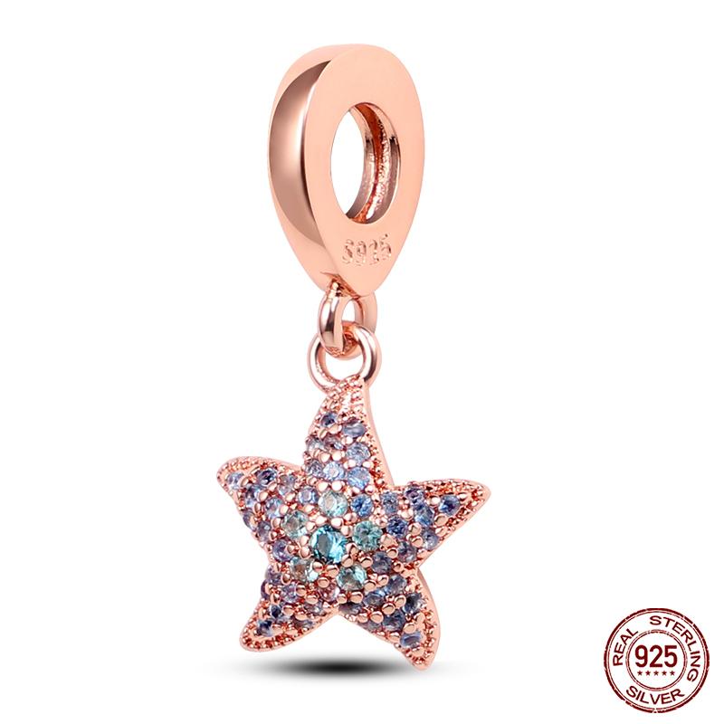 100% Real Prata-Banhado Ocean Series Tartaruga Caranguejo Sereia Charms Contas Fit Original Diy Pulseiras Bangles Jóias Presentes